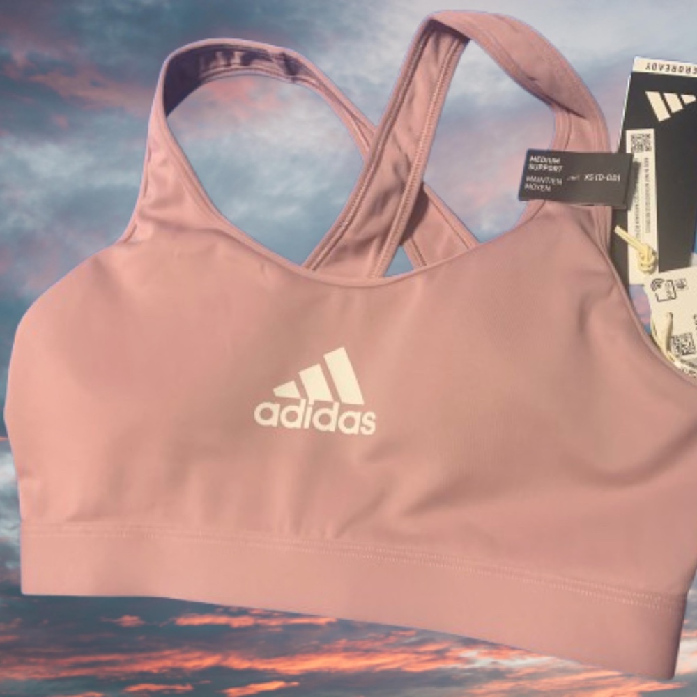 Adidas PowerReact Training Medium-Support Sports Bra Pink Women Size-xs NWT